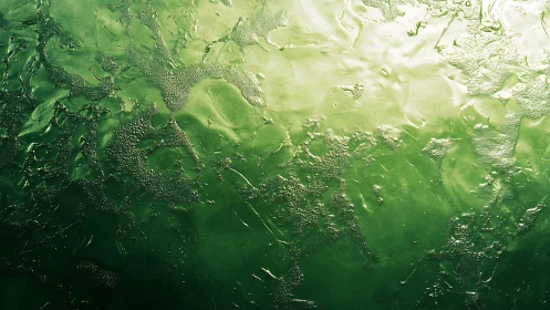 Luminous green textured surface glows with organic patterns.