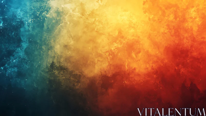 Abstract blue to orange gradient with textured clouds.