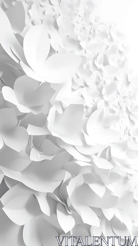 Layered white paper petals forming abstract surface pattern.