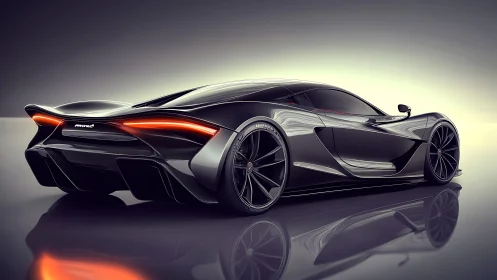 Sleek black supercar glides forward with bold futuristic style