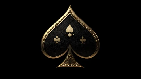 Luxurious black and gold spade symbol with metallic accents.