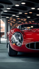 Gleaming red classic car stands proudly in a modern garage