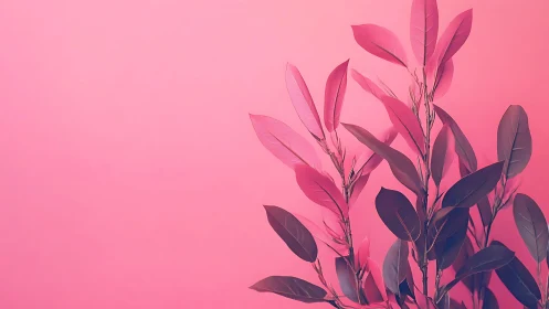 Pink foliage silhouette against soft monochrome backdrop.