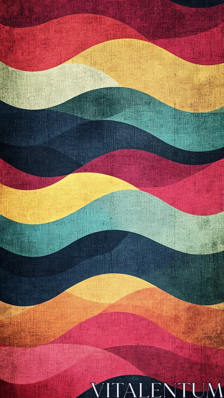 Colorful waves dance across a textured vintage canvas