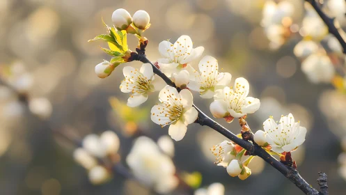 Spring's Gentle Bloom Along the Branch.