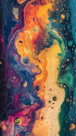 Cosmic paint rivers swirl through neon-tinted starfields.