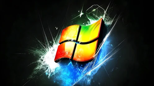 Vibrant Windows Logo Splash in Digital Abstract Art Style.