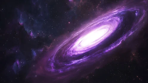 Ultraviolet spiral galaxy with radiant accretion core rendered.