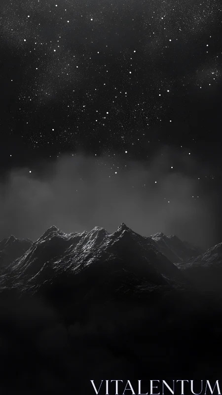 Midnight peaks resting beneath a soft, star-sown sky.