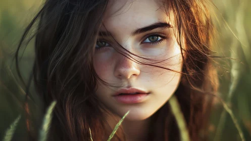 Soft-focus field portrait renders hyperreal youthful intensity