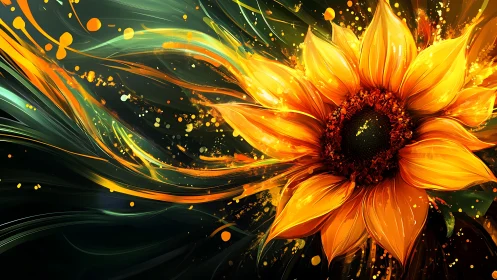 Sunflower nova explodes in swirling ribbons of painted light.