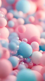 Pastel bubbles create dreamy abstract 3D sphere cluster.