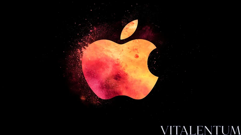 Stellar fruit silhouette ignites in cosmic neon dust storm.