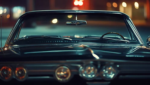 Vintage midnight convertible with cinematic bokeh glow.