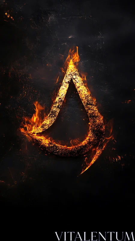 Burning Crescent Symbol with Fiery Glow.