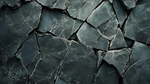 Close-up of dark slate stone texture with geometric cracks.