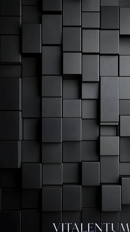 Stacked black rectangular blocks form a deep relief wall