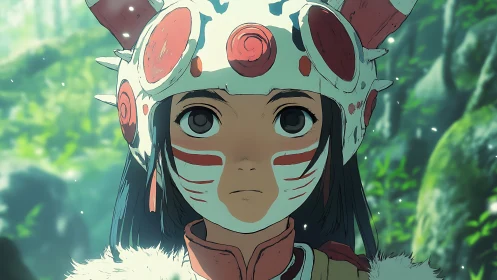 Forest warrior portrait with stylized biomorphic armor helm.