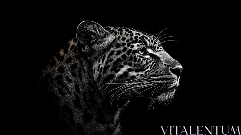 High-contrast leopard profile rendered in dramatic side lighting
