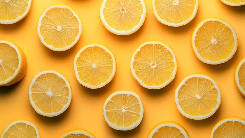 Halved lemons form bright repeating pattern on yellow background