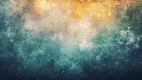 Abstract sky-inspired digital painting with blue and gold tones.