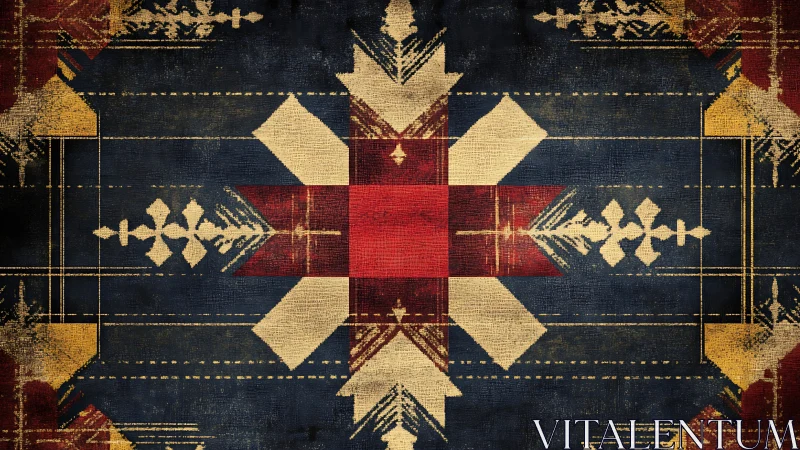 Geometric tribal motif with weathered textile texture.