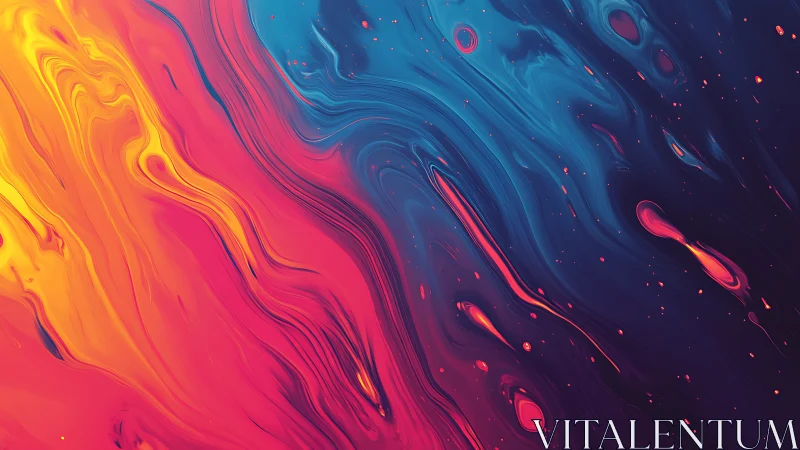 Bifurcated chromatic fluid dynamics with thermal‑cool gradient.