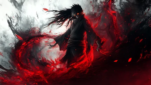 Shadow sorcerer carves a crimson storm from swirling void