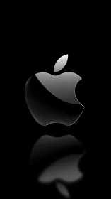 Apple Logo Rendered in Metallic Gradient Against Black Void.