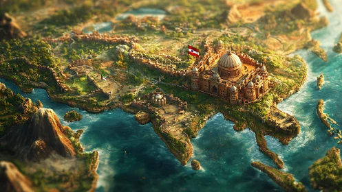 Fantasy coastal empire map with grand domed capital