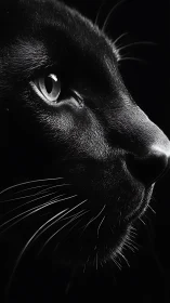 Striking Black Cat Portrait with Luminous Eyes.