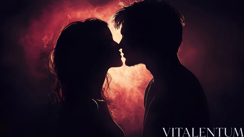 Silhouetted Passion Aflame: Where Shadows Kiss Light.