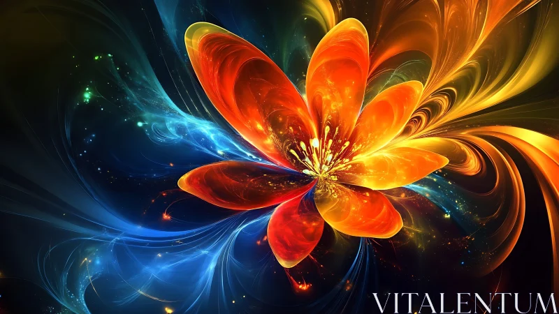 Luminous fractal flower unfurls amid swirling cosmic light