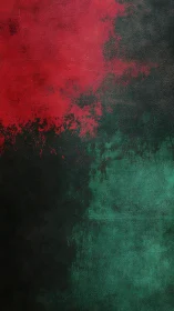 Diagonal red and green abstract field creates textured contrast