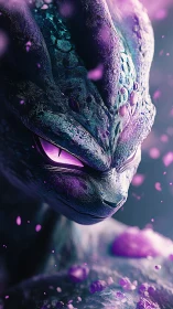 Mystic violet creature amid swirling cosmic petals.
