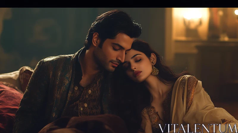 Intimate South Asian Portrait With Golden Ambient Lighting.