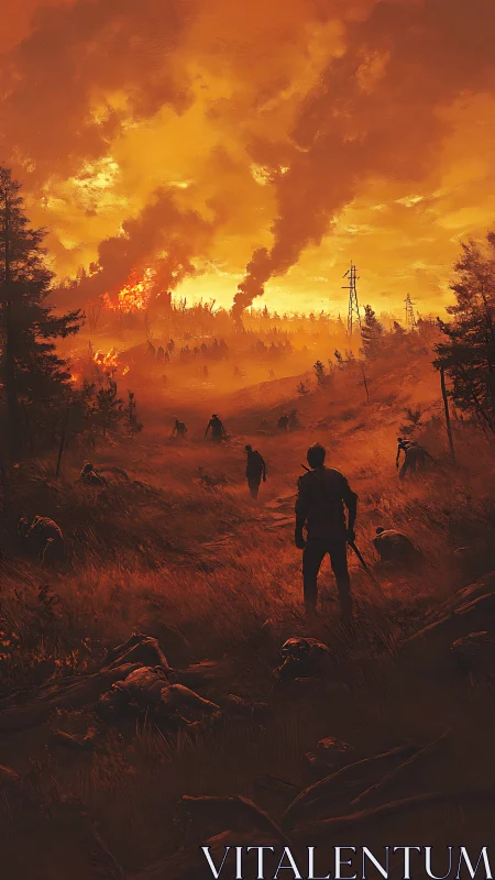 Lone survivor walks into a burning wasteland of shadows