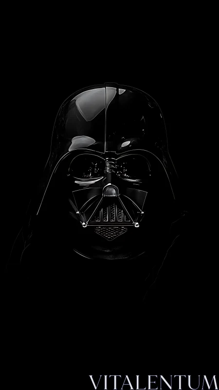 Dark sci fi helmet rendered with stark high contrast lighting