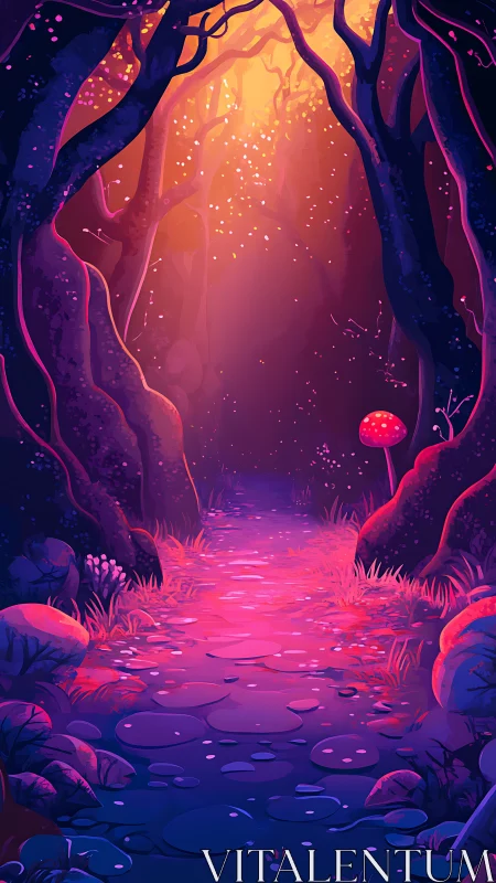 Bioluminescent Forest Sanctuary Glows with Magical Radiance.