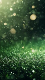 Backlit macro grass with shallow depth of field and bokeh spheres