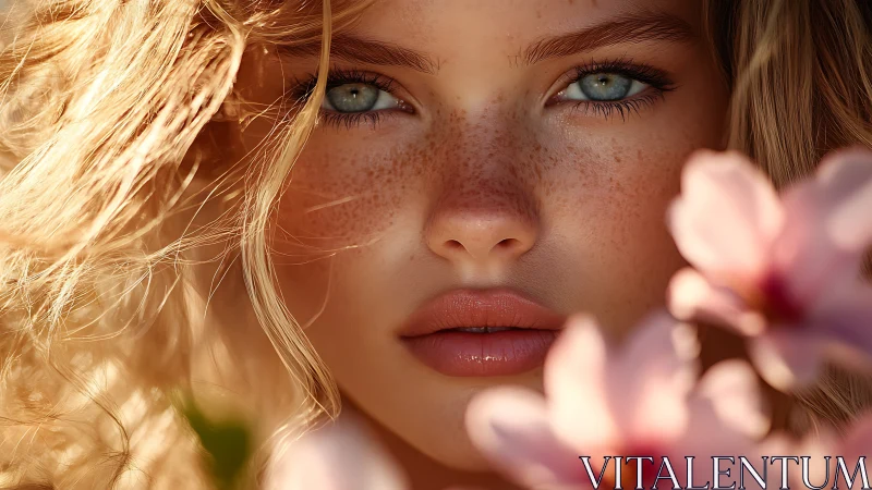 Golden Hour Portrait with Soft Floral Foreground.