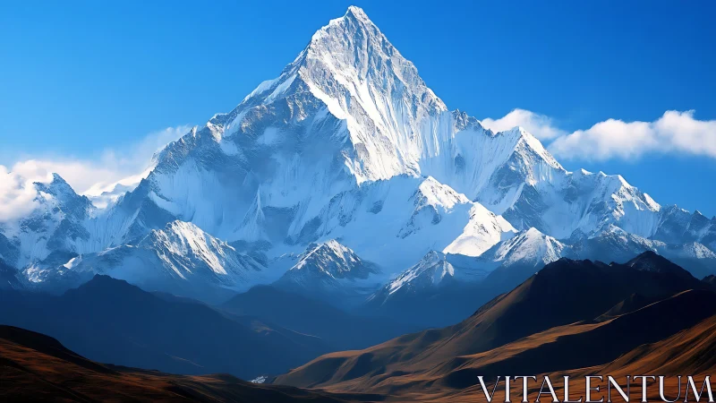 Photorealistic alpine massif with glacial summit geometry.
