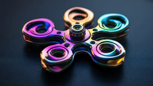 Rainbow Fidget Spinners Gleaming With Iridescent Magic.