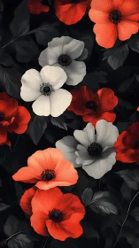 Luminous Blooms: Where Red Meets White in Garden Magic.