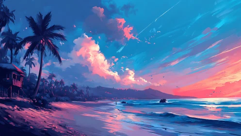 Sunlit shorelines and cotton candy clouds at dusk.