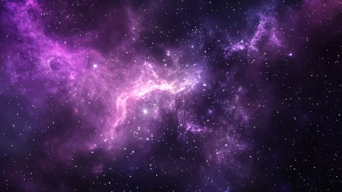 Digital nebula panorama with luminous violet gas fields.