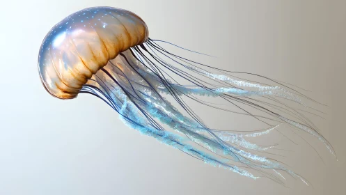 Luminous Jellyfish in Minimalist Digital Art Style.