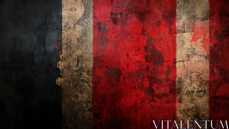 Grunge-Style Vertical Striped Flag Background in Black, Red, and Beige.