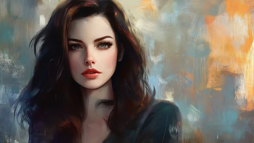 Digital painting portrait with expressive brushwork and bokeh field.