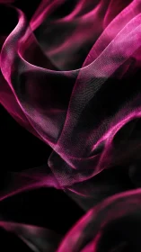 Silky pink waves drift gently across a deep black space